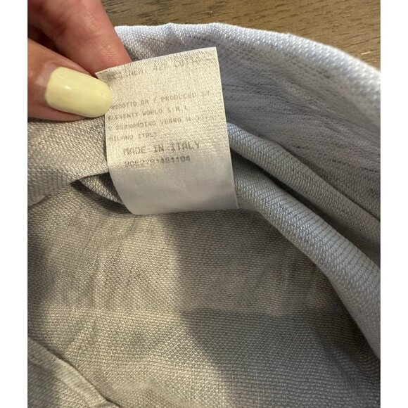 Eleventy Platinum Men Large Gray Linen Cotton Blend Italy Button Down Shirt - Picture 10 of 13